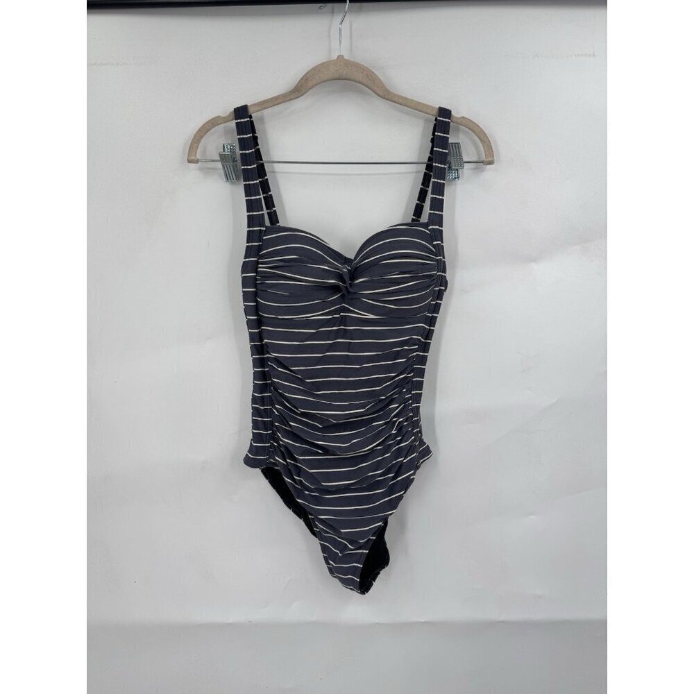 Bond Eye Australia One‎ Piece Striped Swimsuit Women 6 Grey Beach Resortwear